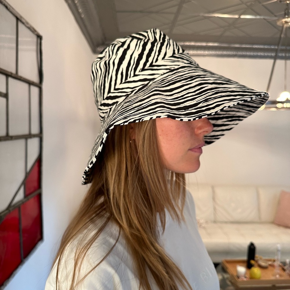 Faithfull the brand cotton sun hat in zebra print